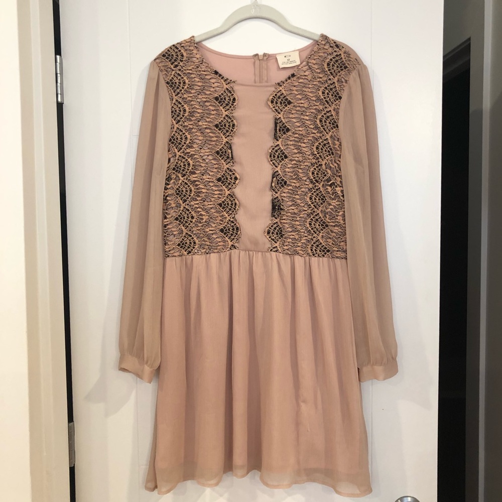 Long Sleeve Nude Dress from Urban Outfitters